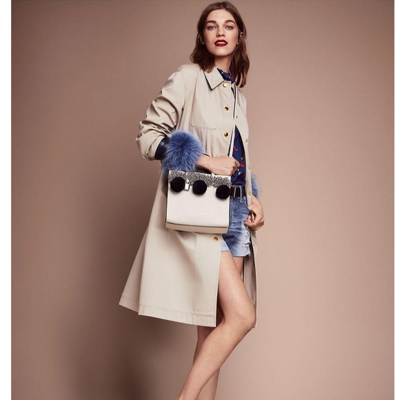 Tory Burch Joss Trench Coat Sz 8 Natural/Navy
